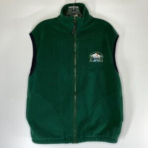 Vintage Polar Graphics Green Fleece Alaska Vest Size Medium USA